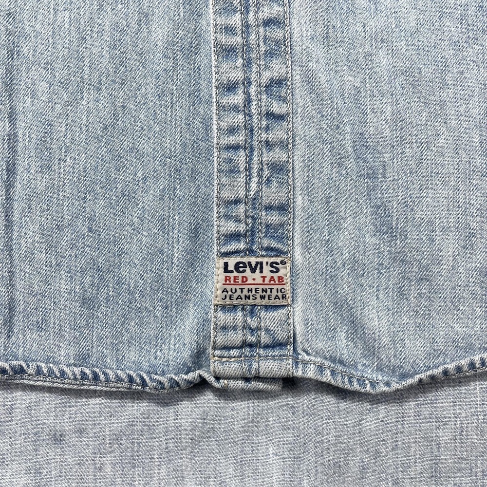 Levi's Shirt Mens Medium Blue Denim Button Front Long Sleeve Casual Red Tab VTG - Picture 4 of 11